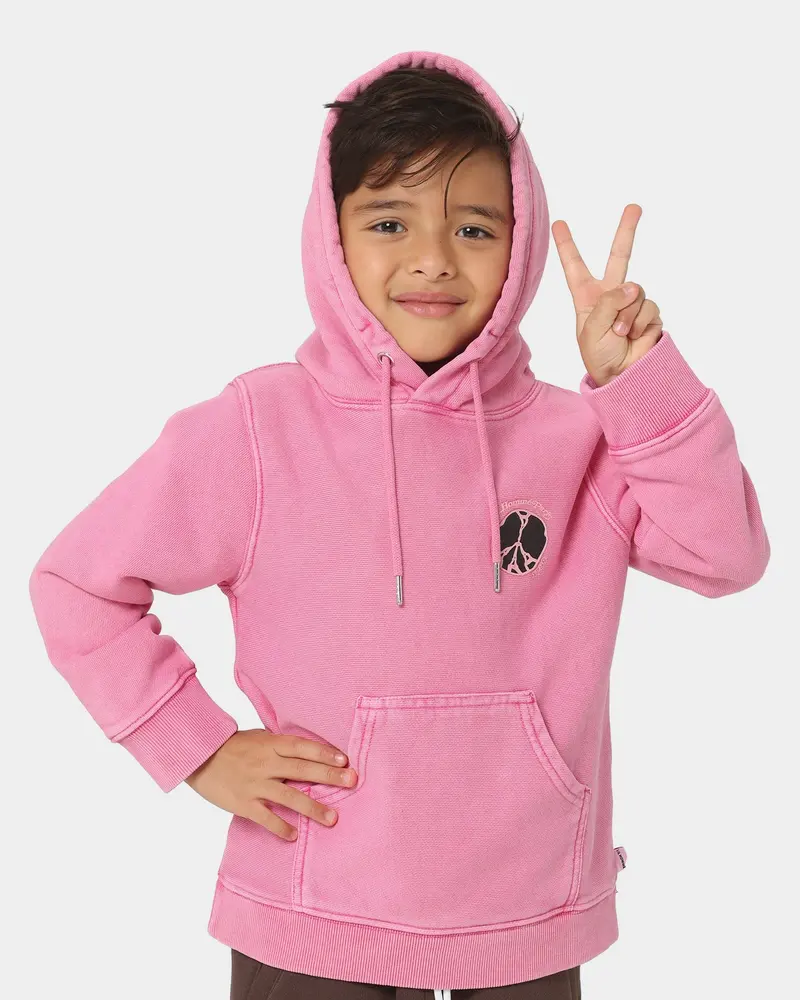 Lil Homme Kids' Peace Classic Hoodie Washed Pink 1