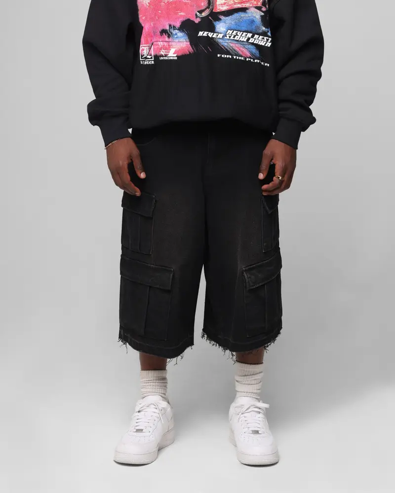 Loiter 3 Quarter Pants Washed Black 1