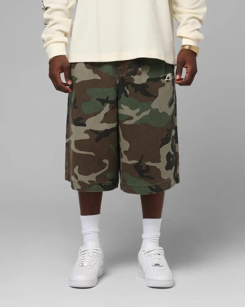 Loiter 3 Quarter Shorts Woodland Camo 1