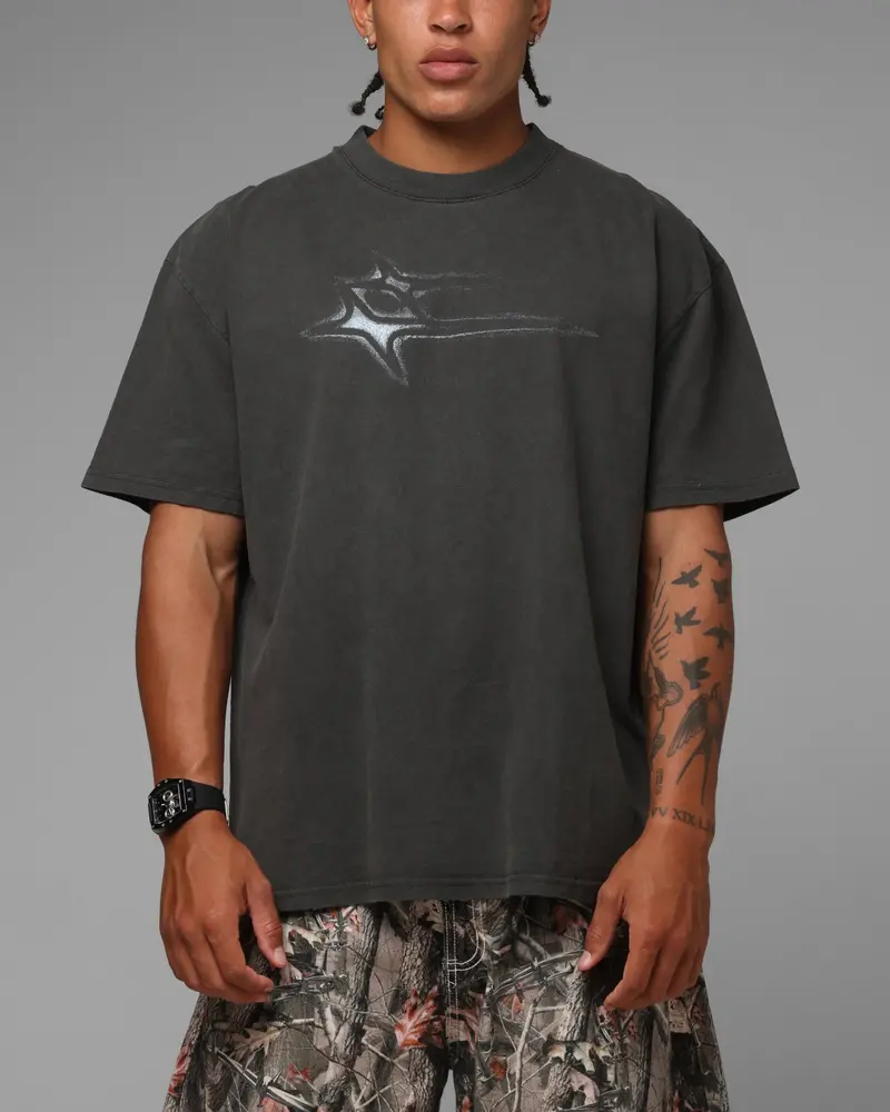 Loiter Afterimage T-Shirt Black Wash 1