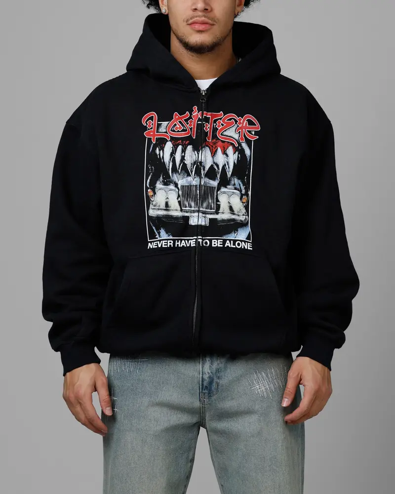 Loiter Always And Forever Zip Hoodie Black 1