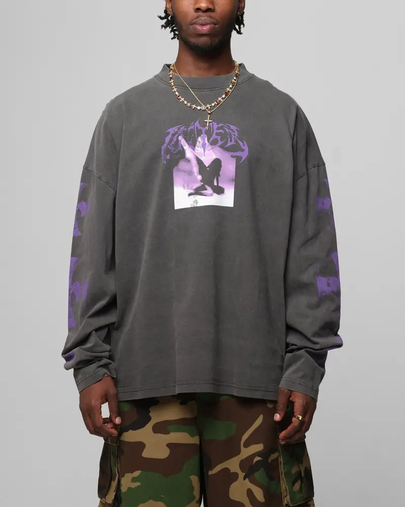 Loiter Angel Number Long Sleeve T-Shirt Charcoal 1