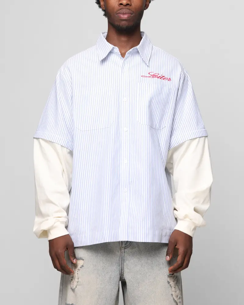 Loiter Art Studio Work Shirt Blue Stripe 1