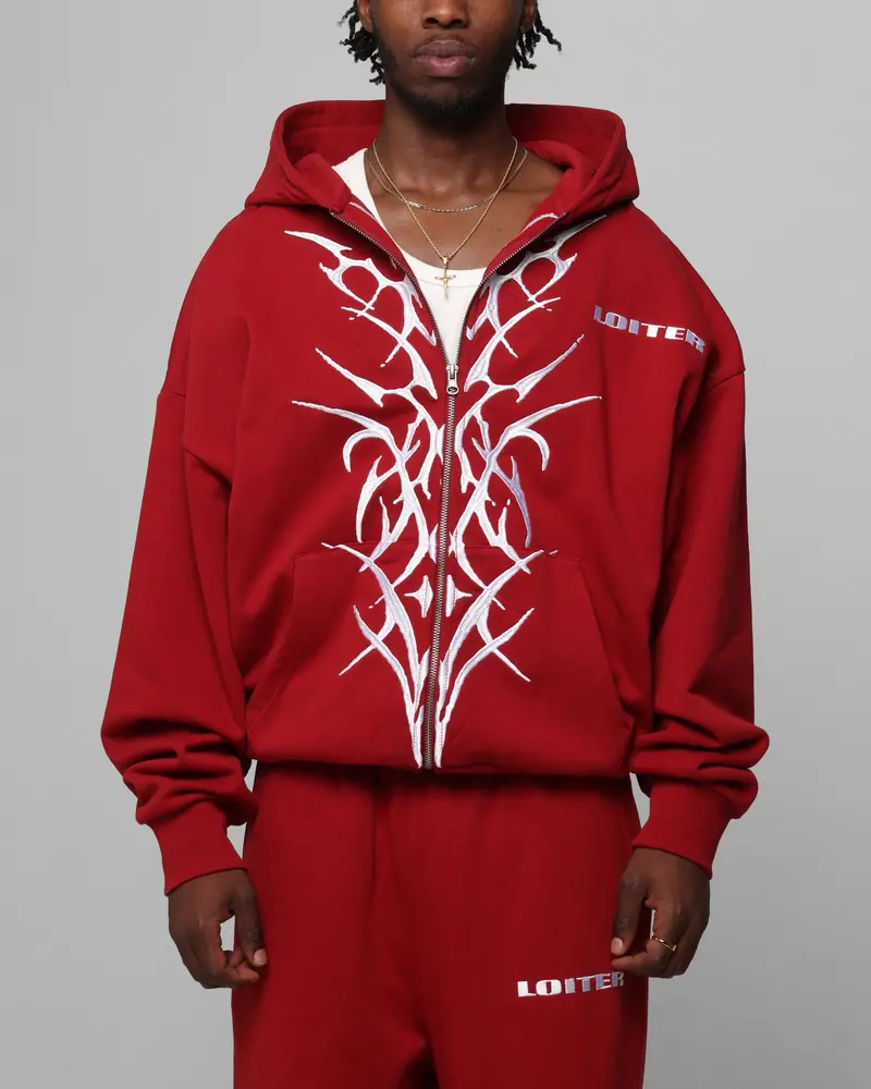 Loiter Blood Born Zip Hoodie Burgandy 1