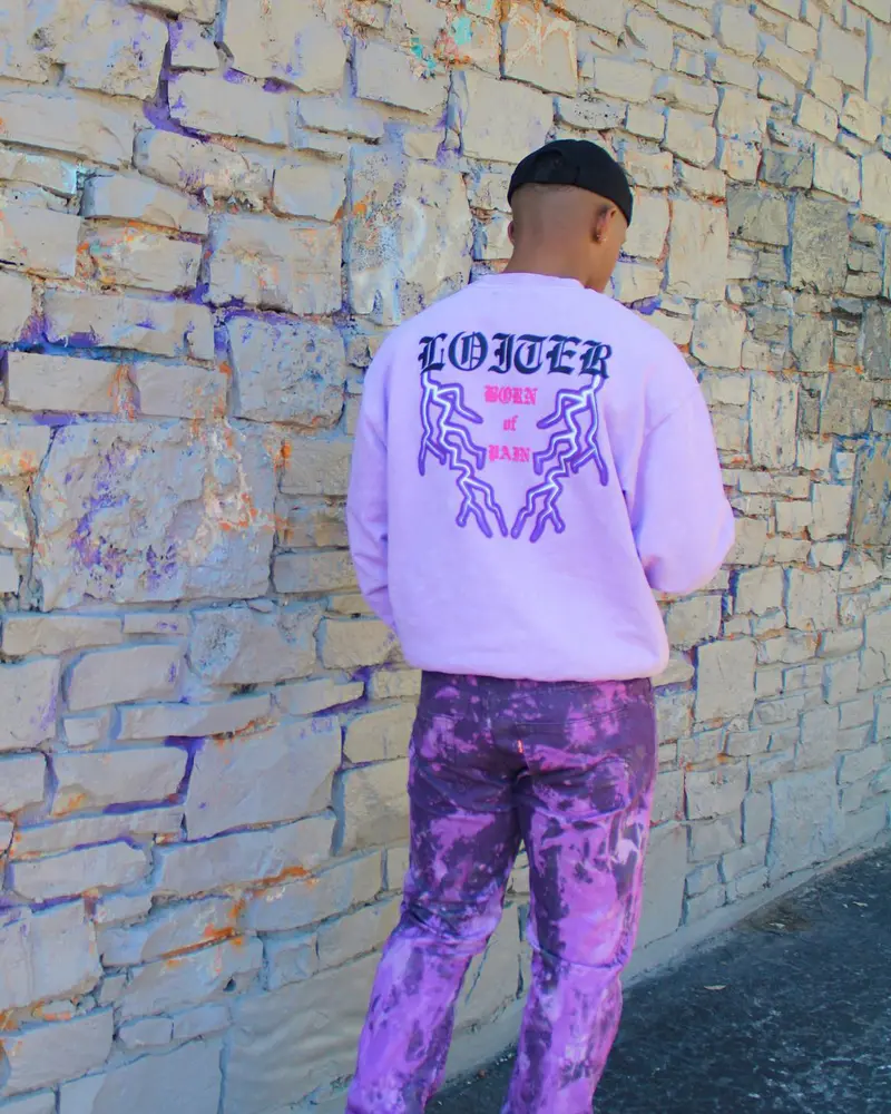 Loiter Born Of Pain Crewneck Purple Tie Dye 1