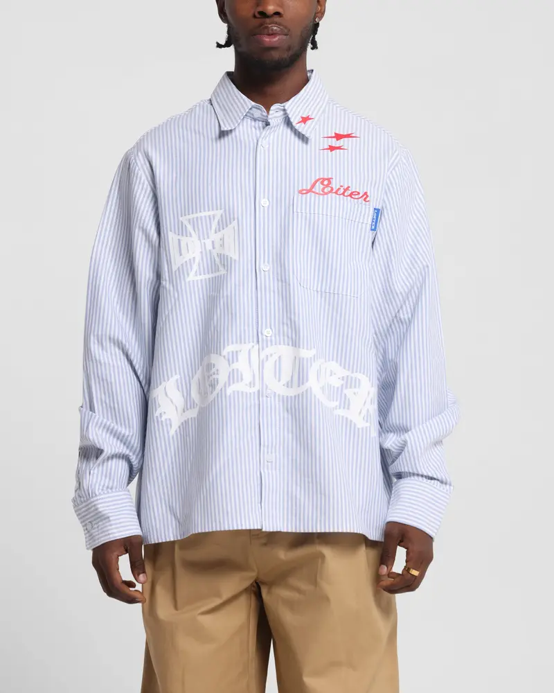 Loiter Chopper Long Sleeve Shirt Blue/White 1