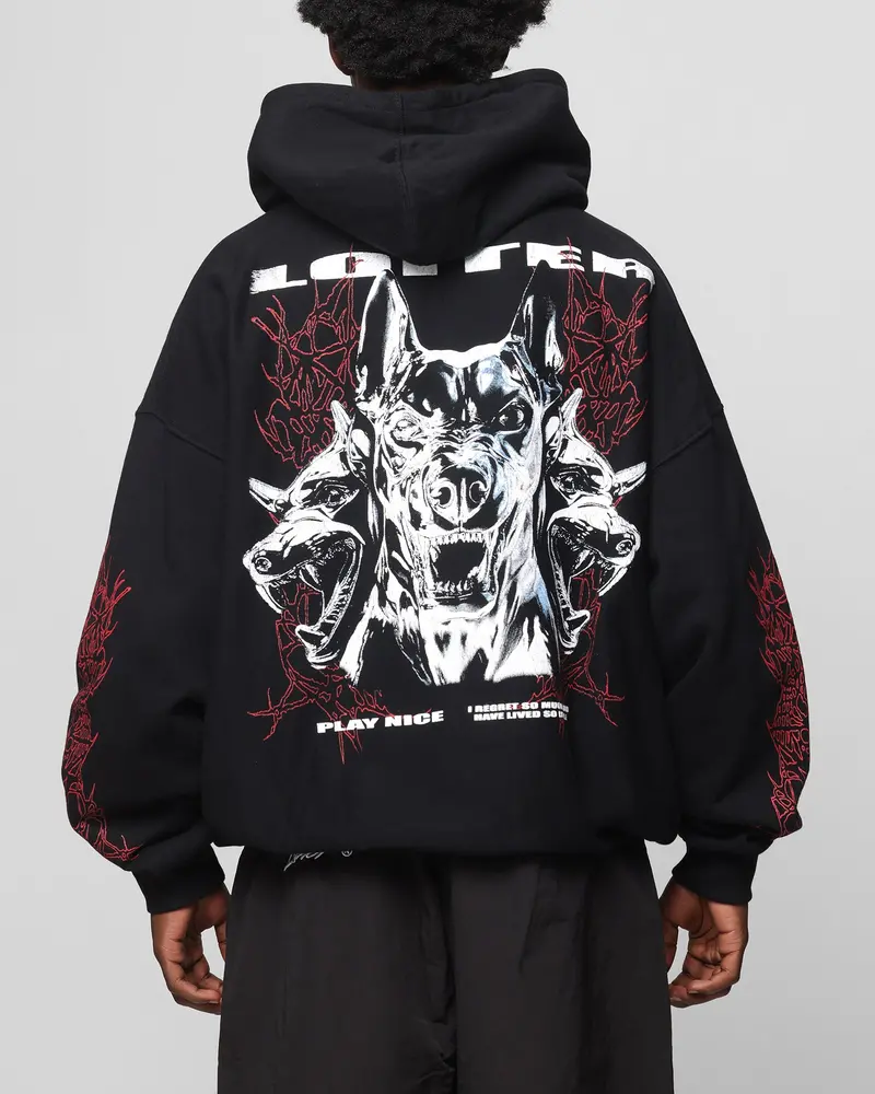 Loiter Chrome Dogs Vintage Hoodie Black 1