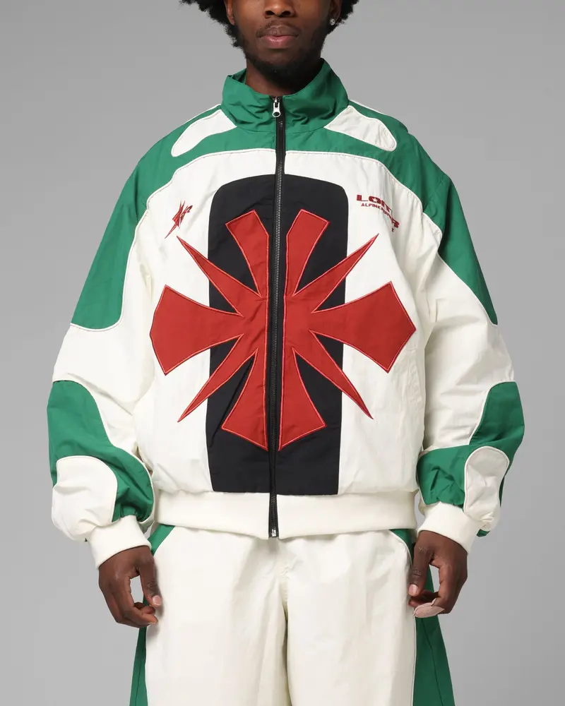 Loiter Club Classic Track Jacket White/Green 1