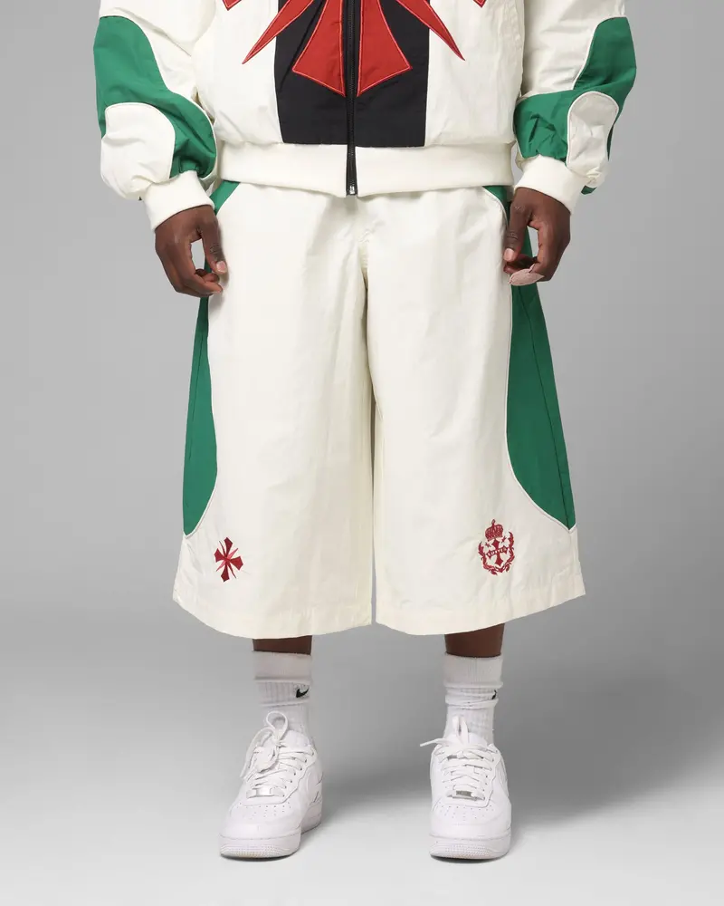 Loiter Club Classic Track Shorts White/Green 1