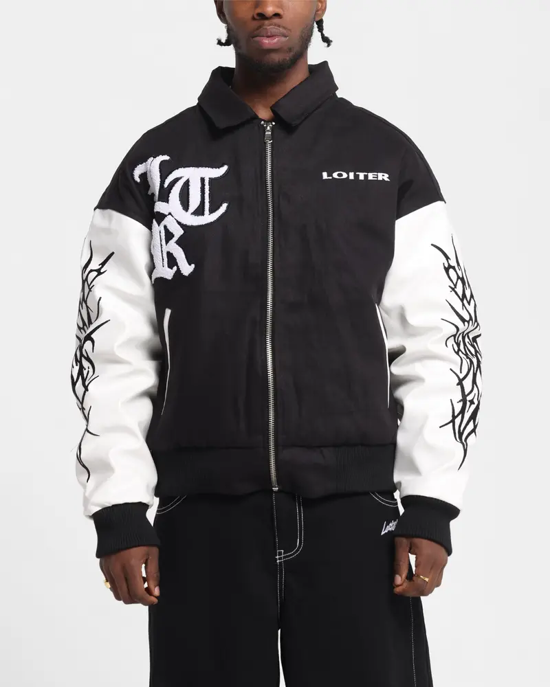 Loiter Cyber Varsity Jacket Black/White 1