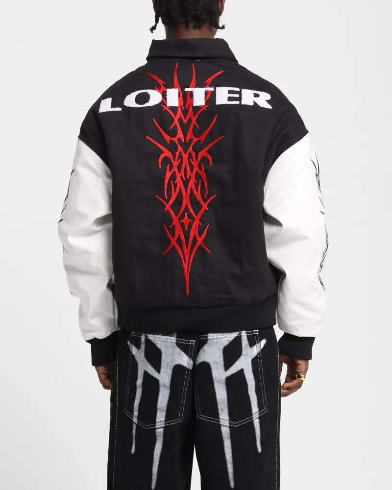Loiter Cyber Varsity Jacket Black/White 2