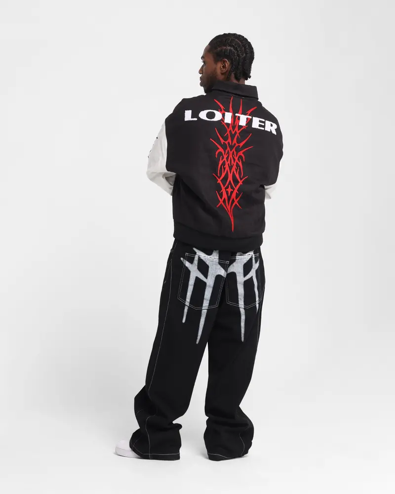 Loiter Cyber Varsity Jacket Black/White 3