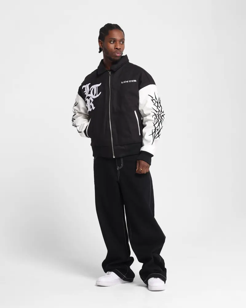 Loiter Cyber Varsity Jacket Black/White 4