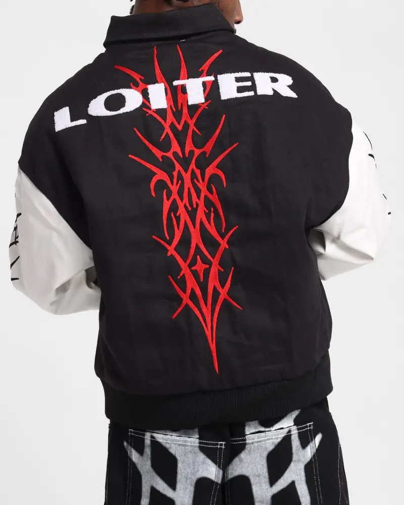 Loiter Cyber Varsity Jacket Black/White 7