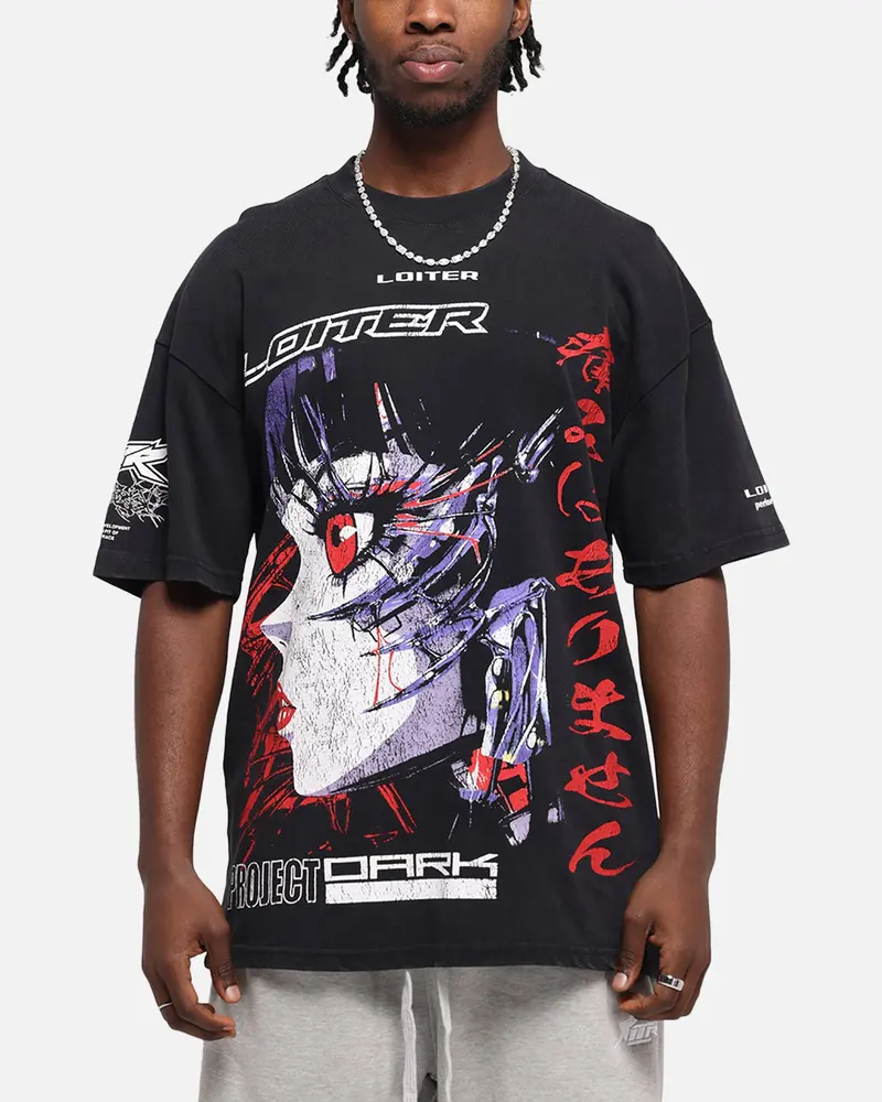 Loiter Cybernetics Vintage T-Shirt Black Acidwash 1