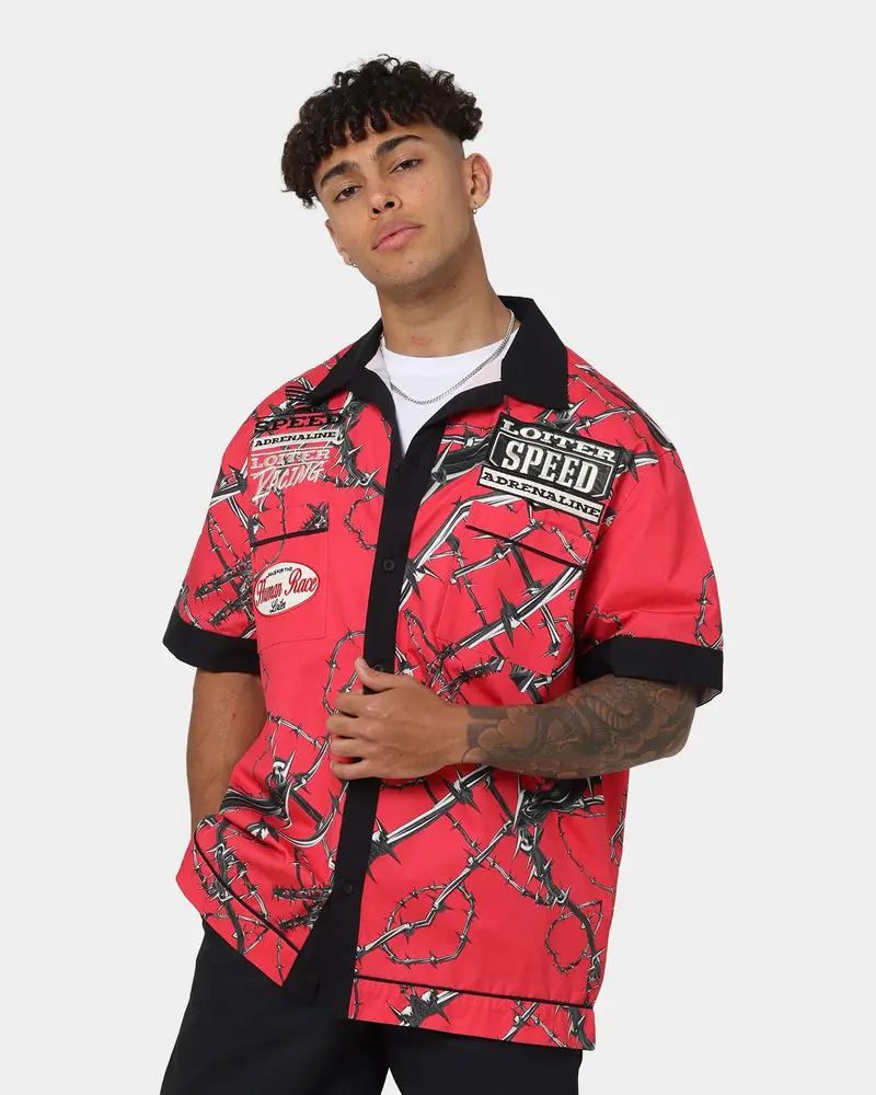Loiter Daytona Mechanic Button Up Shirt Red 1