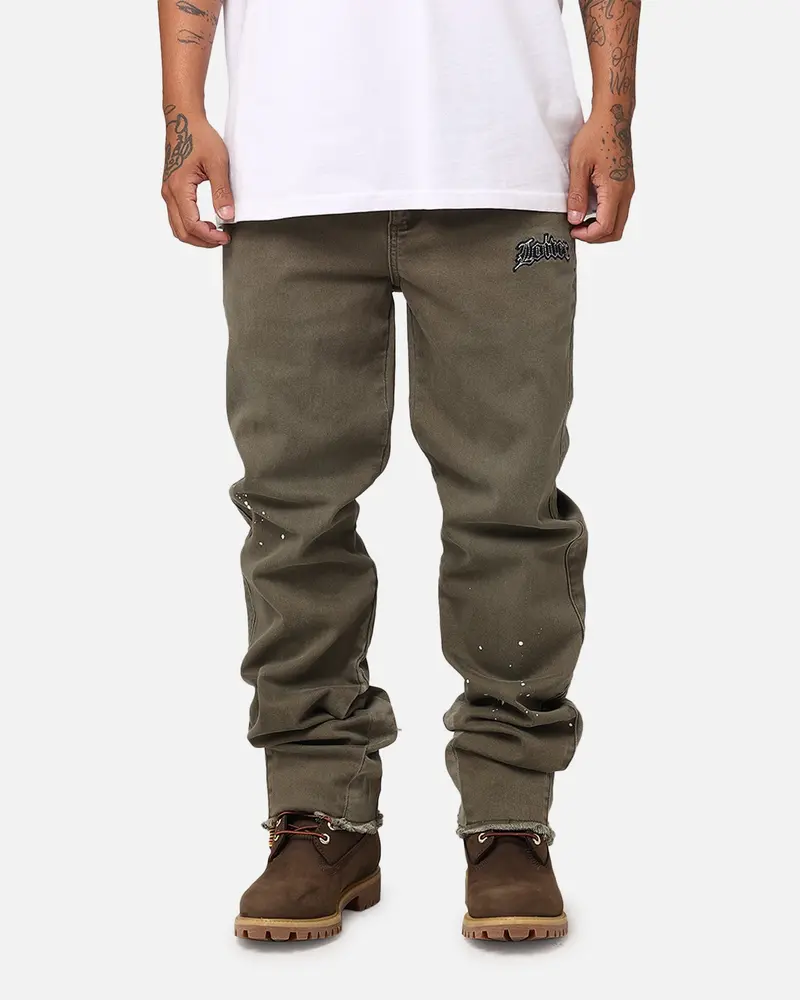 Loiter Demolition Flare Jeans Khaki 1