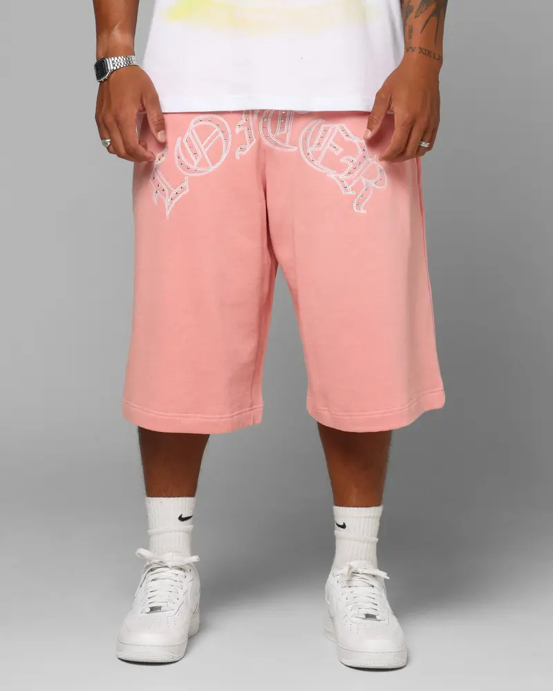 Loiter Destruct Sweat Shorts Pink 1