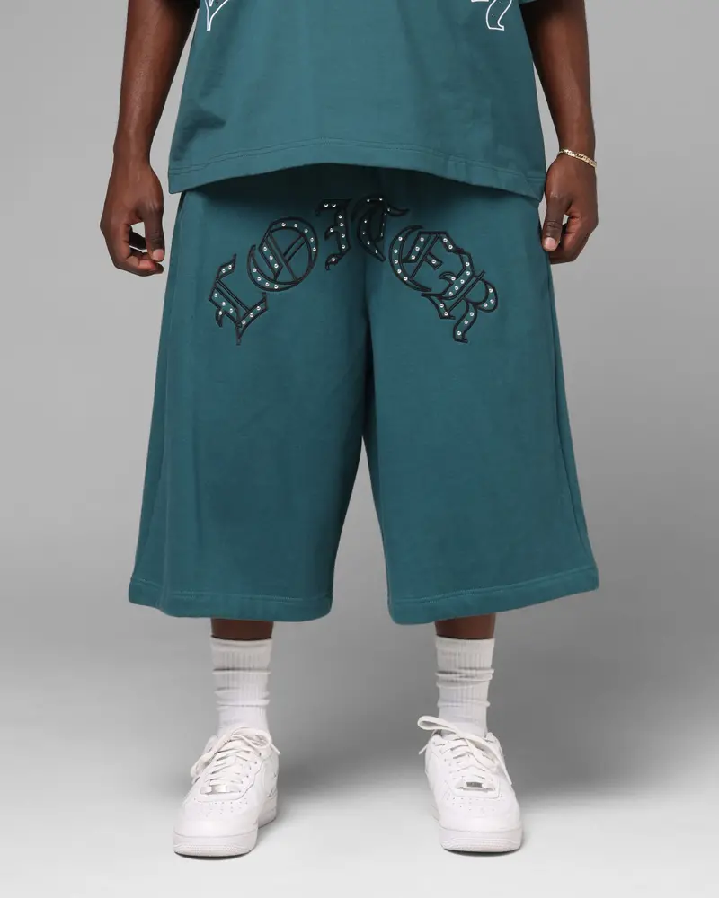 Loiter Destruct Sweat Shorts Teal 1