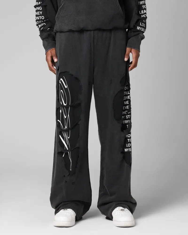 Loiter Destruction Sweatpants Black 1