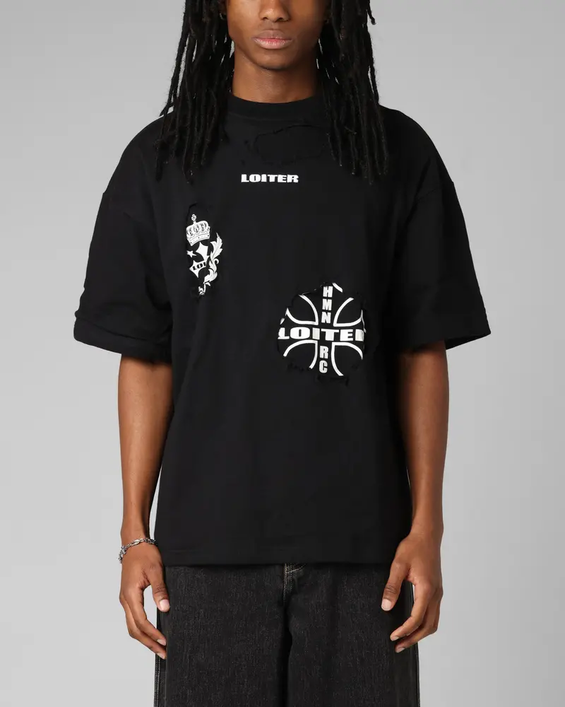 Loiter Destruction T-Shirt Black Wash 1