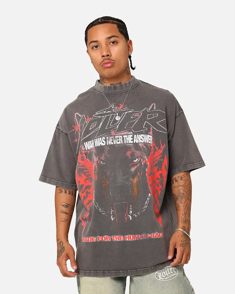 Loiter Dog Tag Oversized T-Shirt Charcoal Grey 1
