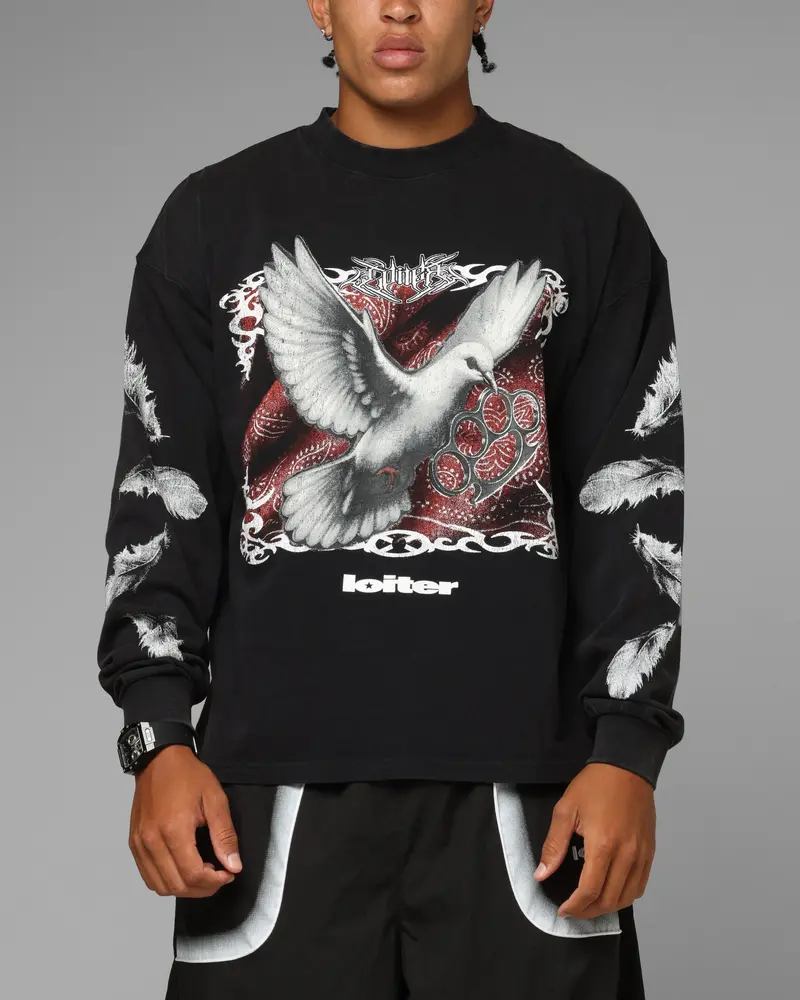 Loiter Dove Vintage Long Sleeve T-Shirt Black 1