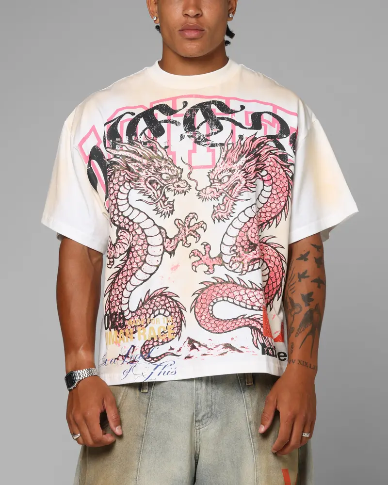 Loiter Dragon Rhinestone T-Shirt White 1