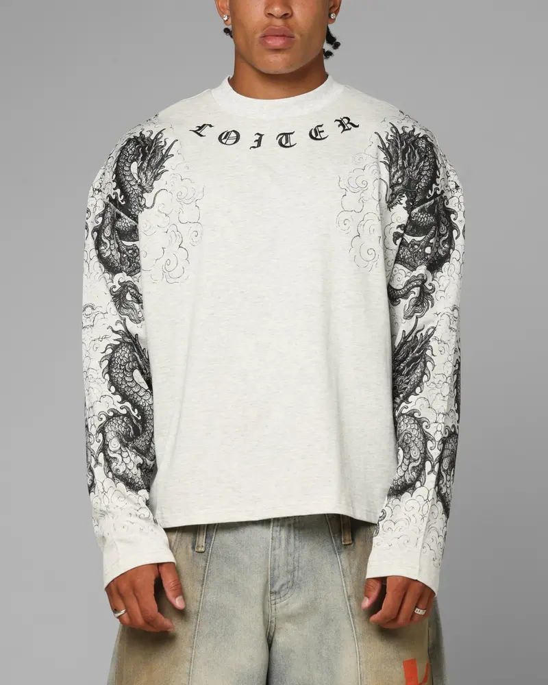 Loiter Dragon Tattoo Long Sleeve T-Shirt White 1