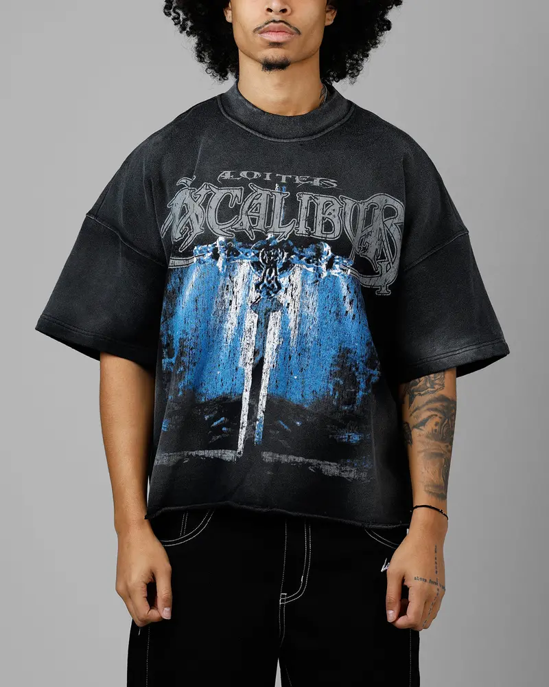 Loiter Excalibur Sword Distressed T-Shirt Washed Black 1