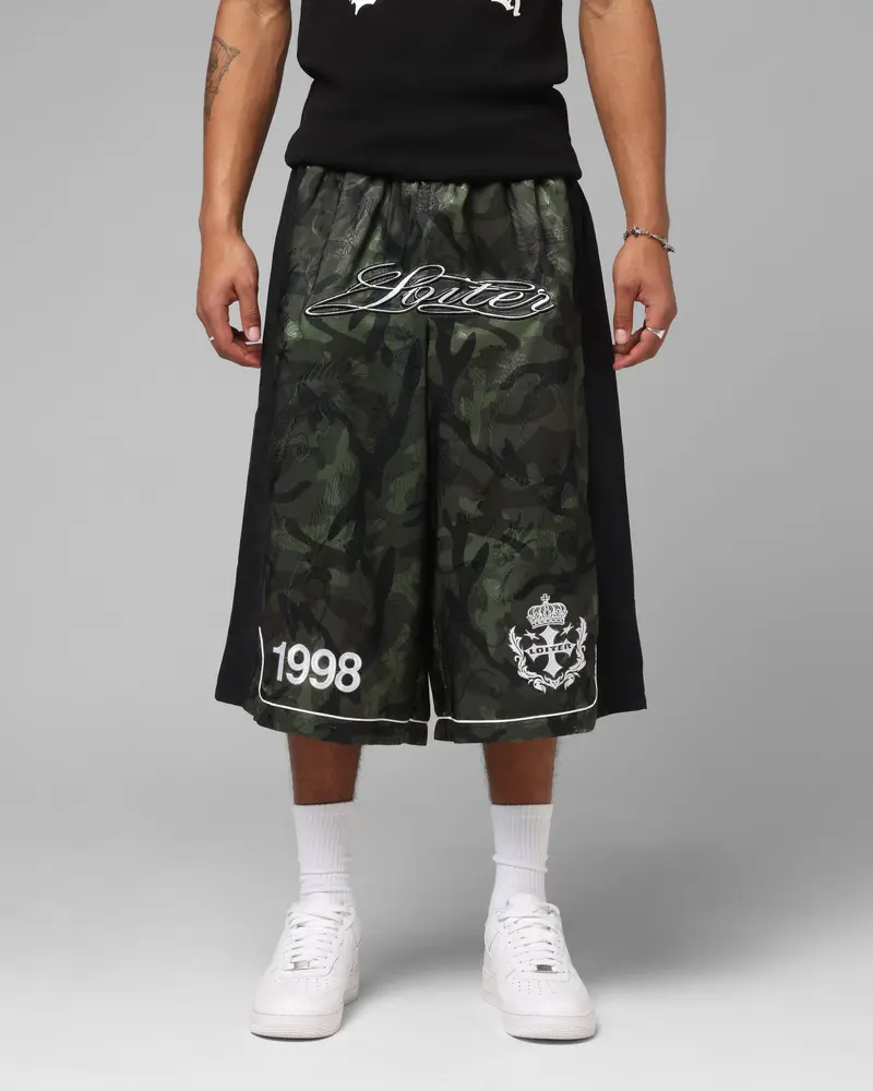 Loiter Fight Club 3 Quarter Shorts Woodland Camo 1