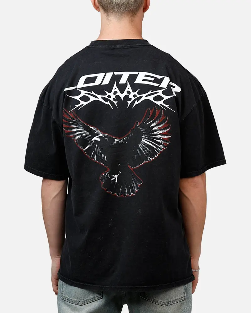 Loiter Flight T-Shirt Black Acidwash 1