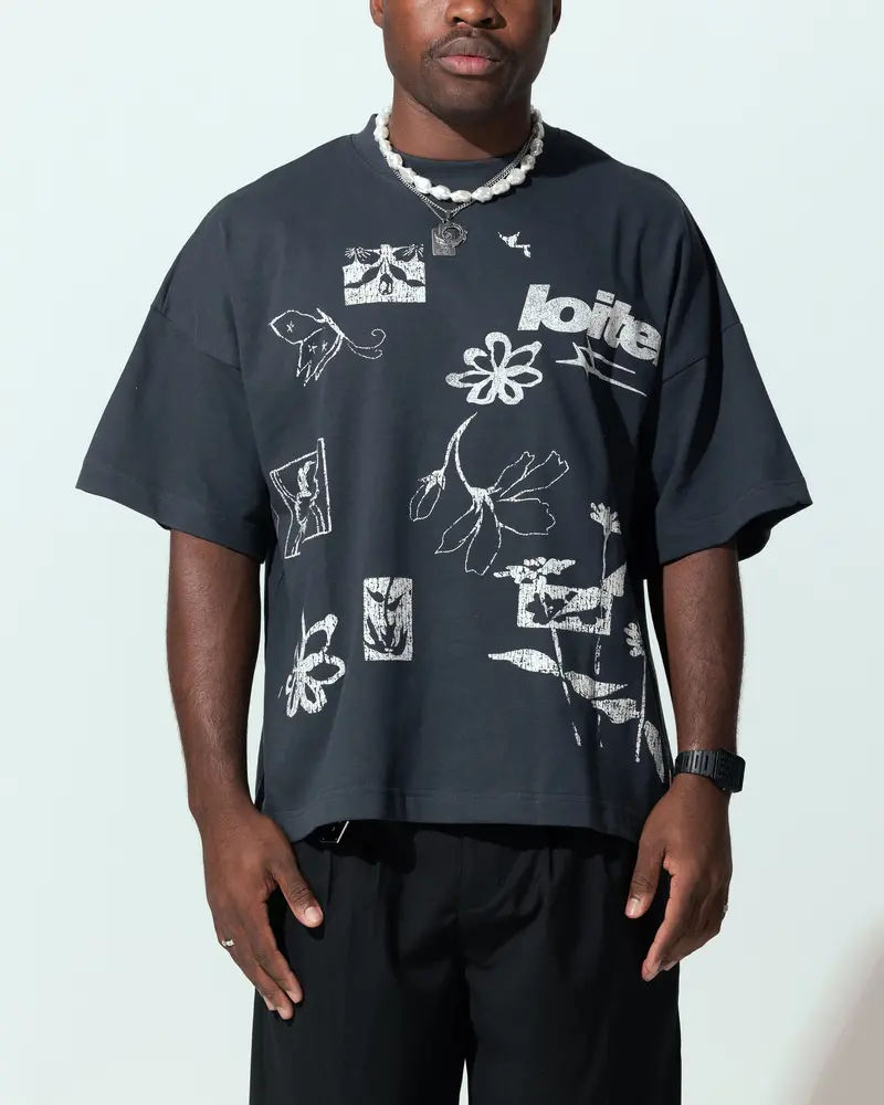 Loiter Flowerbed Box T-Shirt Charcoal 1