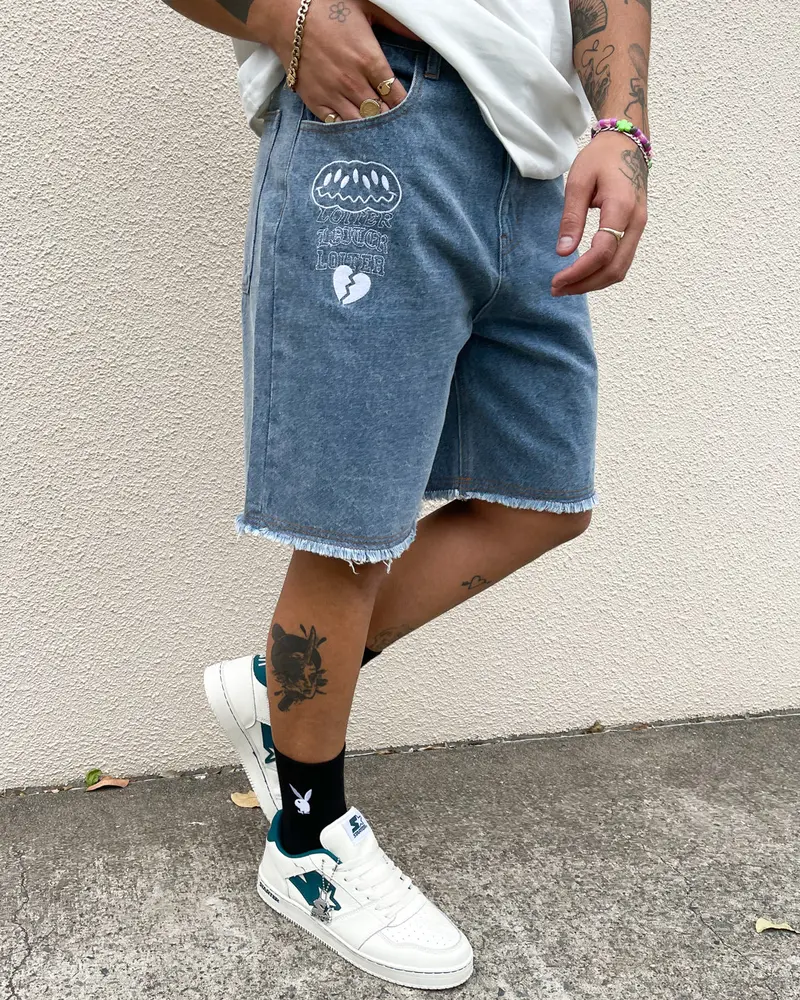 Loiter Freedom Skate Denim Shorts Blue 1