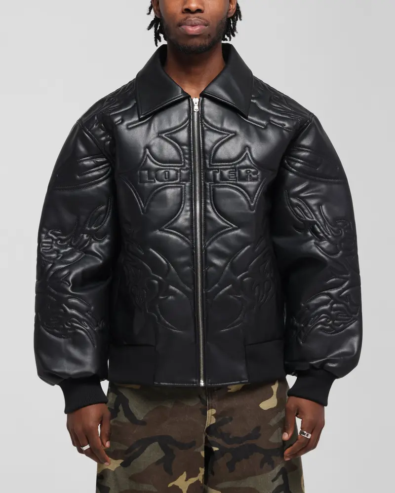 Loiter Fury Vegan Leather Jacket Washed Black 1