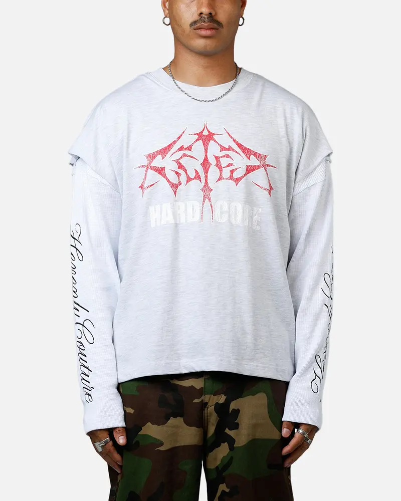 Loiter Hardcore Layered Long Sleeve T-Shirt Grey/White 1