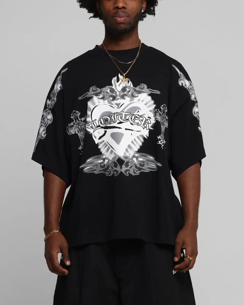 Loiter Hearts T-Shirt Black 1