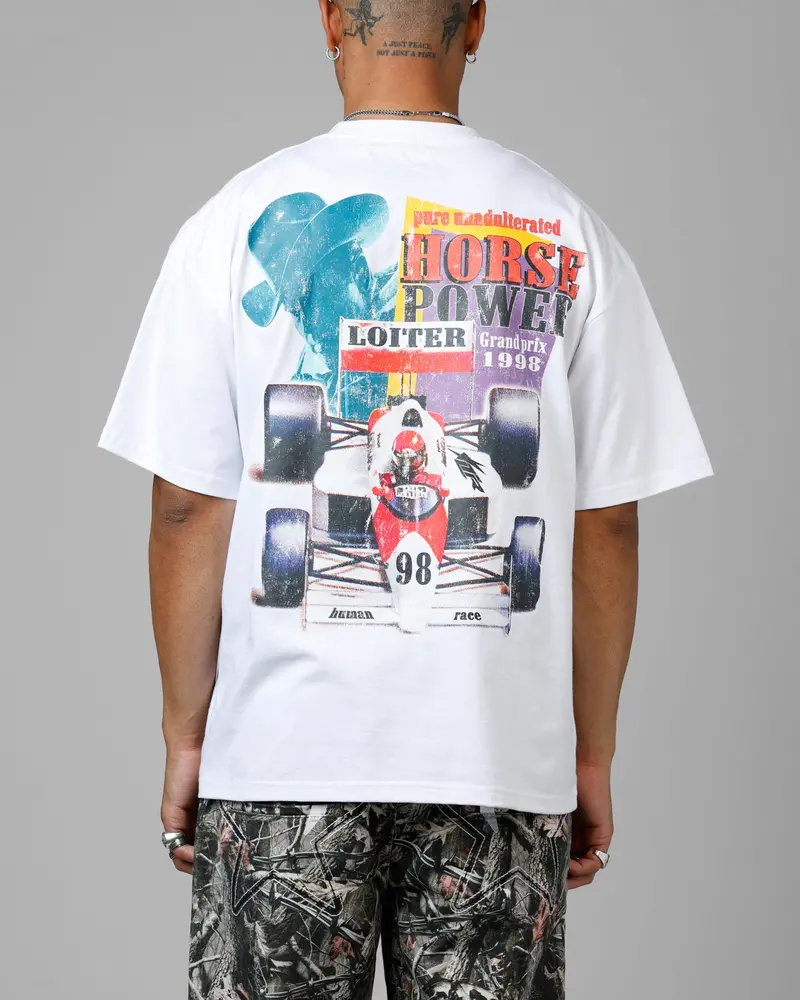 Loiter Horse Power Vintage Drop T-Shirt White 1
