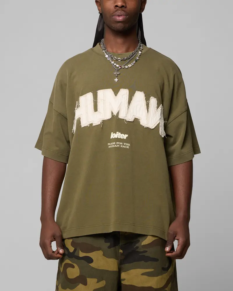 Loiter Human Box T-Shirt Vintage Khaki 1