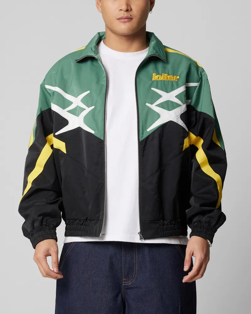 Loiter Hybrid Track Jacket Green/Yellow 1