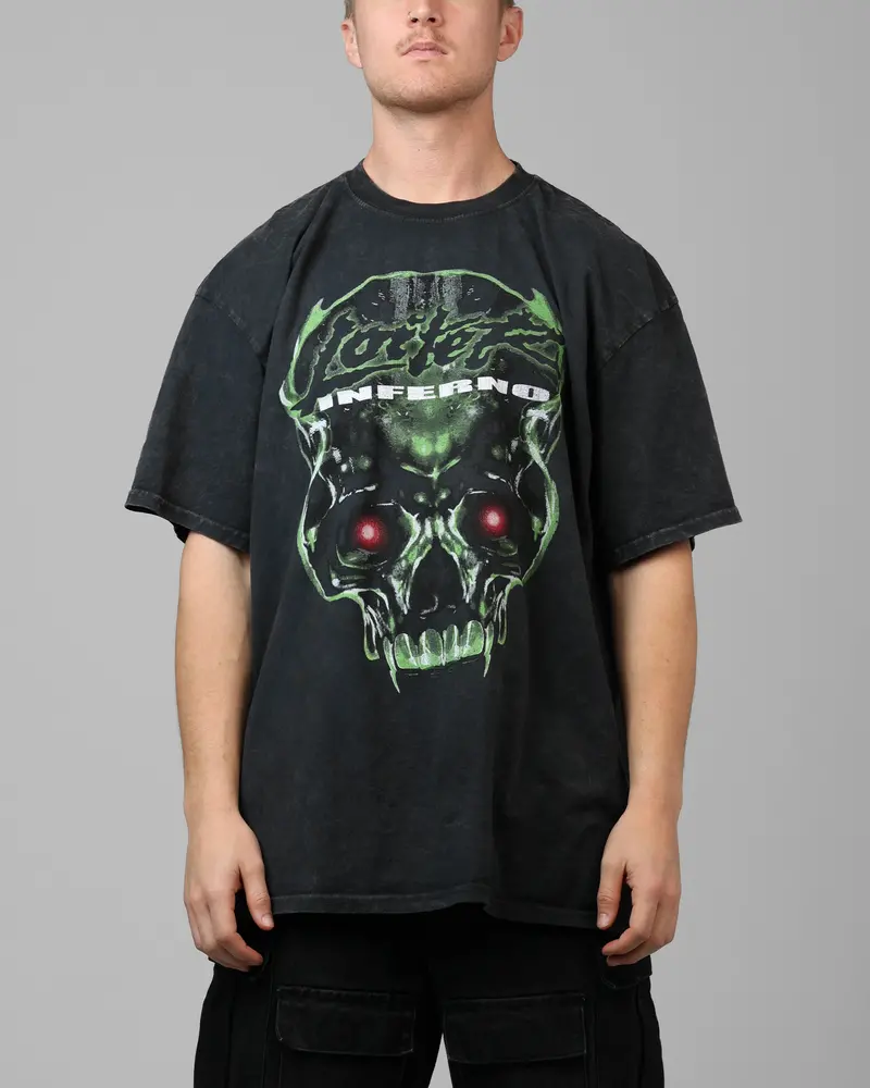 Loiter Inferno Drop T-Shirt Black Acidwash 1