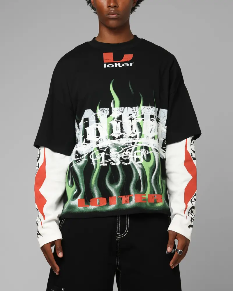 Loiter Inferno Layered Long Sleeve T-Shirt Black 1