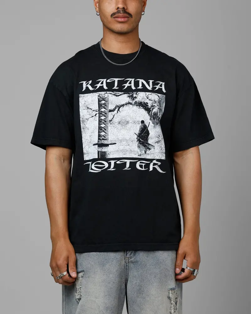 Loiter Katana Vintage T-Shirt Black Acidwash 1