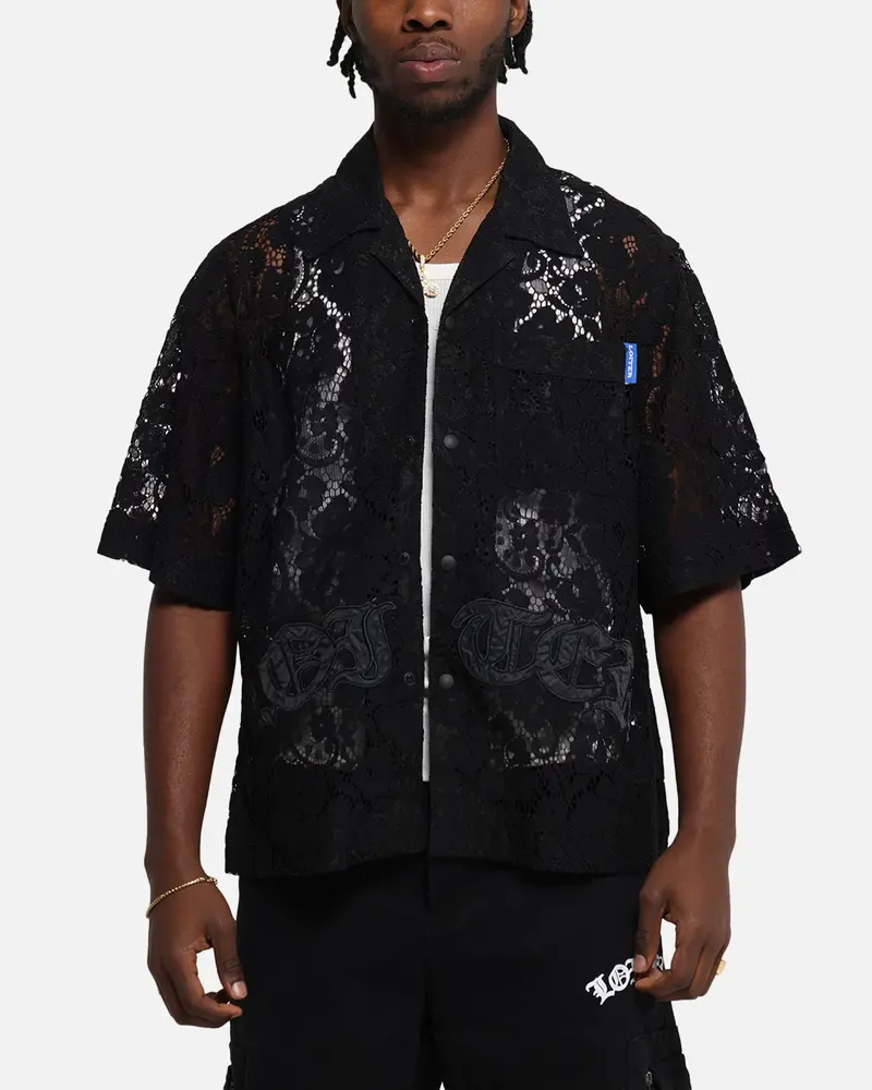 Loiter Lace Button Up Shirt Black 1