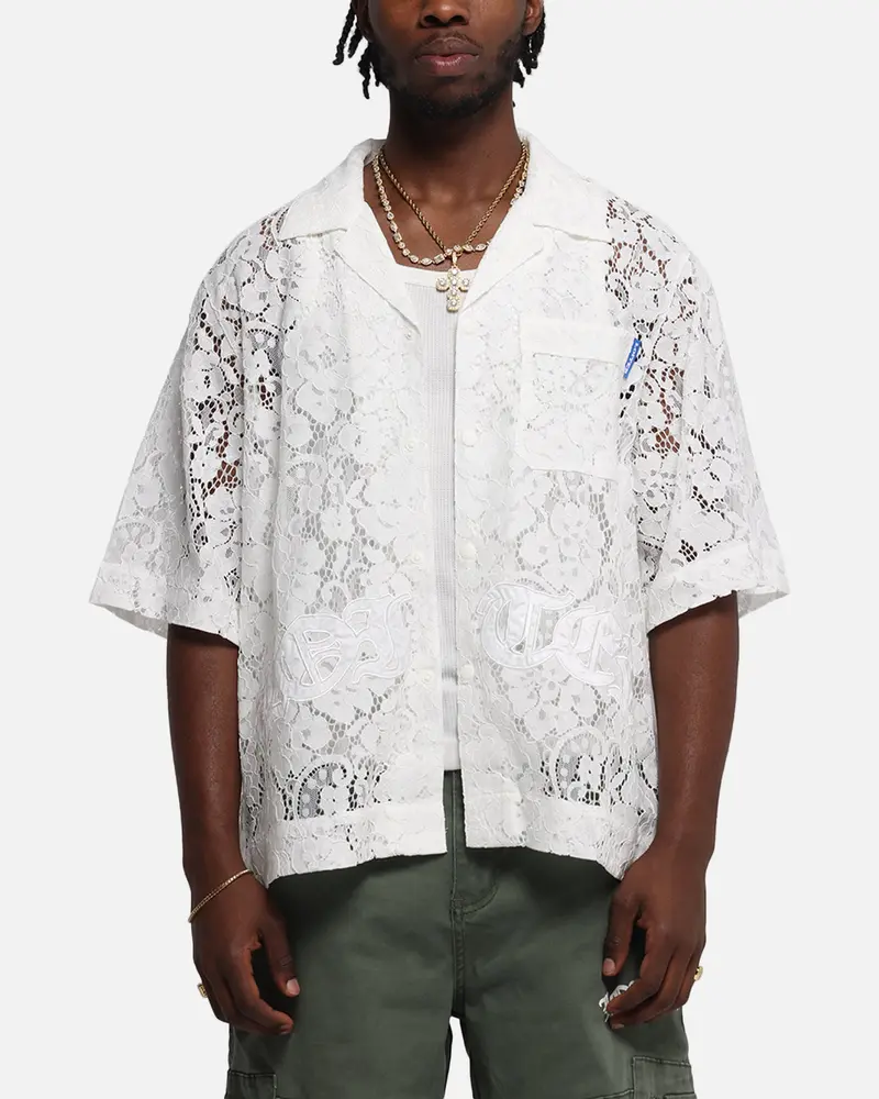 Loiter Lace Button Up Shirt Cream 1