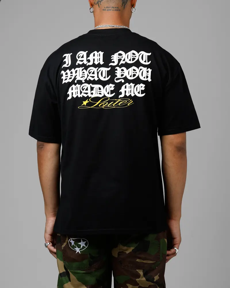 Loiter Made Me Puff Print T-Shirt Black 1