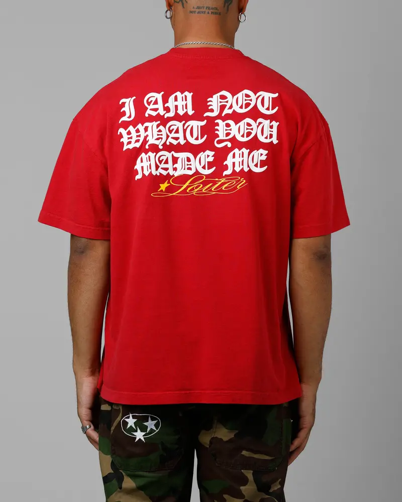 Loiter Made Me Puff Print T-Shirt Red 1