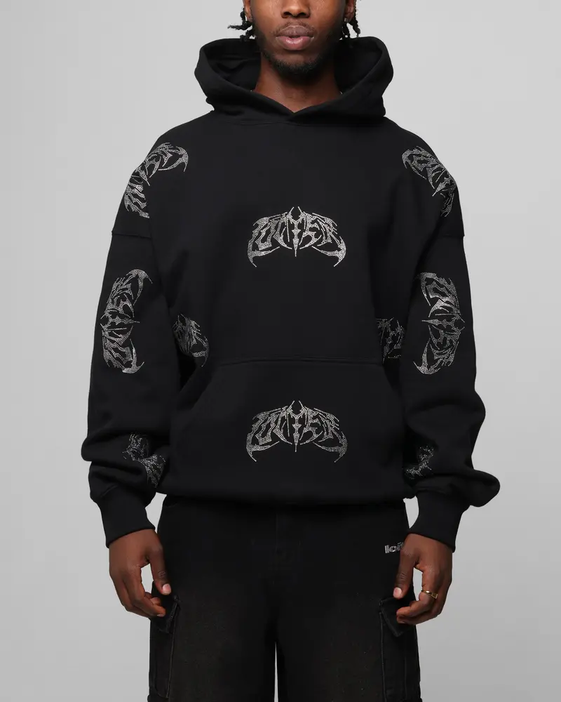 Loiter Metal Rhinestone Hoodie Black 1
