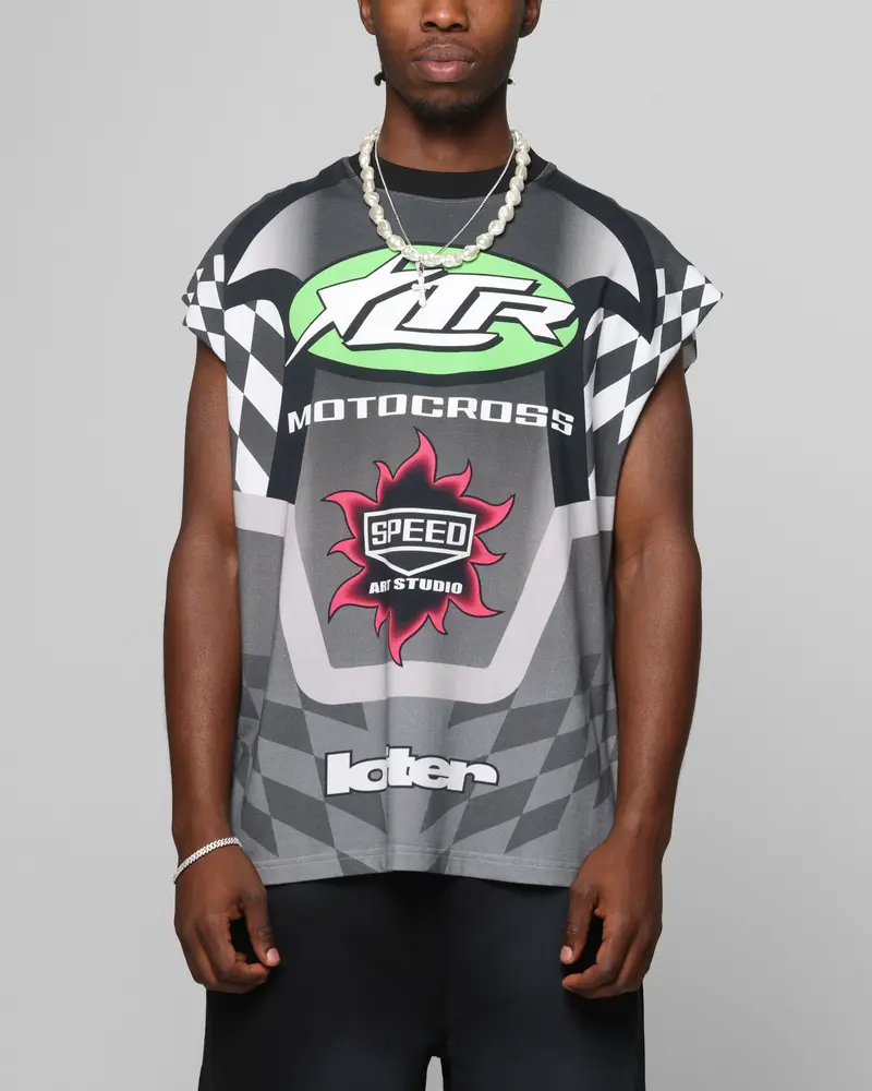 Loiter Motorsport Muscle T-Shirt Grey/Multi-Coloured 1