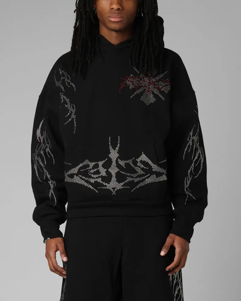 Loiter Opaque Rhinestone Premium Hoodie Black 1
